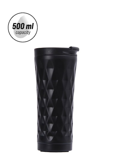 Double-Layer Insulated Thermos Outdoor Flask Bottle Black 20.5x8.8x8.8cm