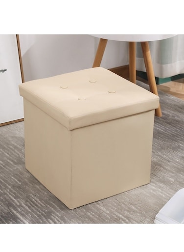Multifunctional Foldable Leather Cube Storage Organizer, Foot Rest, Lid Stool Seat Chair, Folding Storage Ottoman Storage Ches Box, Bench, Chest with Thickening Square Seat Padded