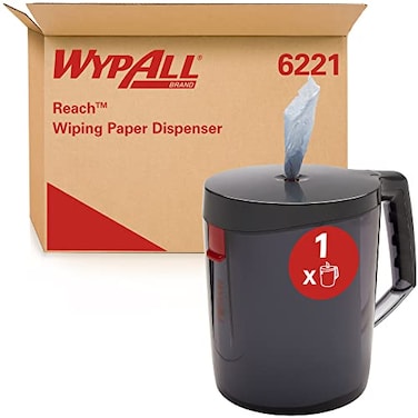 WypAll Reach Wiping Paper Dispenser - Black, Portable &amp; Hygienic, Single-Sheet