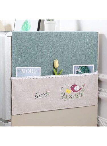 ROU Fridge Dustproof Cover, Refrigerator Cover Appliance Cover Refrigerator Washing Machine Top Cover with Kitchenware Organizer Pockets