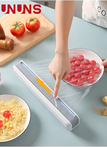 Kitchen Wrap Dispenser,Adjustable Magnetic Film Cutter,Refillable Film Dispenser,36x6x6cm