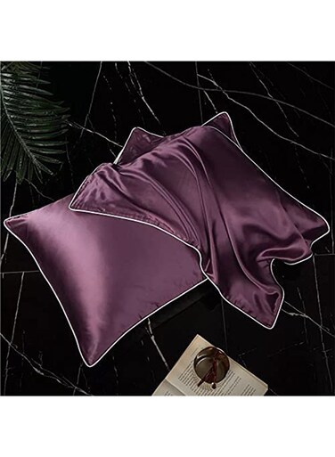 Mulberry Silk Pillowcase for Hair and Skin, Soft Breathable(Purple 48cm*74cm)