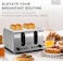 Black+Decker 4-Slice Toaster, 2100W Double-Sided Heating, 6 Browning Levels, Defrost, Reheat, Cancel Functions, Extra-Wide Slots, Dual Browning Control, Removable Crumb Tray, Silver - ET444-B5