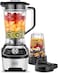 Black+Decker High-Speed Blender, 1200W Motor, 1.85L BPA-Free Jar, 500ml Travel Cup, 20,000 RPM, 6-Blade, Stainless Steel, Smoothie &amp; Ice Crush Presets, Variable Speed, Black/Silver - BXH1200-B5