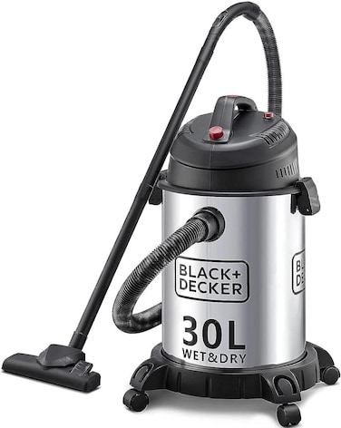 Black + Decker 1610W 30Ltr Wet &amp; Dry Drum Vacuum Cleaner WV1610-B5