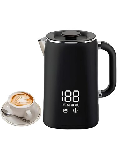 XVersion 1.7L Electric Kettles,Smart Water Boiler Kettle with Touch Screen,Digital Display,5 Temp Settings,Dual Wall Anti-Scald,Rapid Boil,Auto Shut-Off for Tea/Coffee/Milk (Jet black)