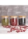 Mash 3-Piece Kitchen Food Storage Round Glass Canister Jar With Airtight Bamboo Lid For Cereals, Pasta, Tea, Coffee, Snacks, And Spices - 500 ML Transparent