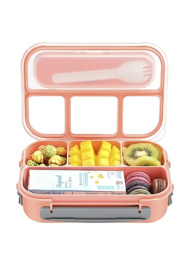 PRECIOUS Lunch Box for Adults and Kids 4 Compartment Lunch Box with Fork - Durable Perfect Size - Leak-Proof - Reusable - BPA Free and Freezer Safe Food Containers