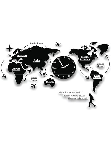 Generic Large DIY Clock World Map Wall Clock for Living Room Acrylic Map Wall Clock Decorate