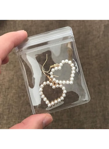 HBSTUDIO PVC Jewelry Pouches Clear Zipper Bags Anti Oxidizing Earrings Storage Bags for Storage Jewelry Packing Bags(100Pcs)