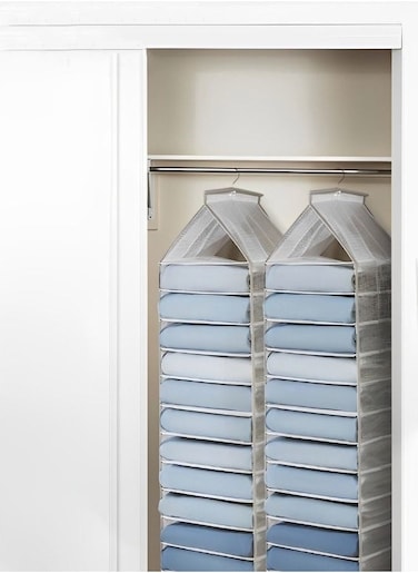 12-Shelf Hanging Closet Organizers And Storage Grey