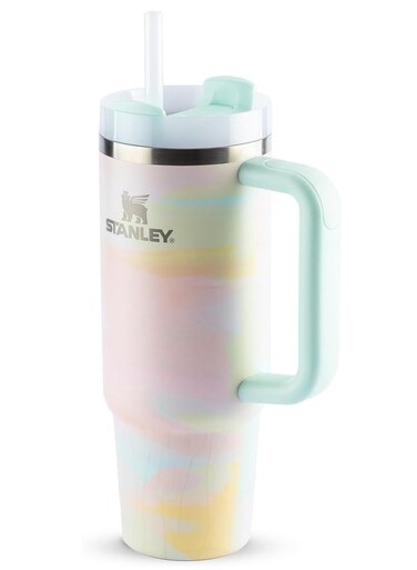 Quencher H2.0 40oz Vacuum Insulated Tumbler &acirc;&euro;&ldquo; Brush Strokes Travel Mug with Reusable Lid and Straw for Water, Coffee, Smoothies, and Iced Tea &acirc;&euro;&ldquo; Durable, Leakproof, and Stylish Design