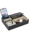 Men's Valet Tray Organizer, Jewelry Box and Nightstand Organizer with 5 Compartments, Faux Leather Dresser Storage Box for Wallet, Phone &amp; Keys (Black)