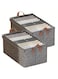 Nest Wardrobe Organizer with Metal Frame &amp; Lid Set of 2 &acirc;&euro;&ldquo; Cationic Fabric Storage Basket for Clothes Durable Storage Box with Handles Ideal for Organizing Pants Jeans Sweaters (Extra Large_Grey)
