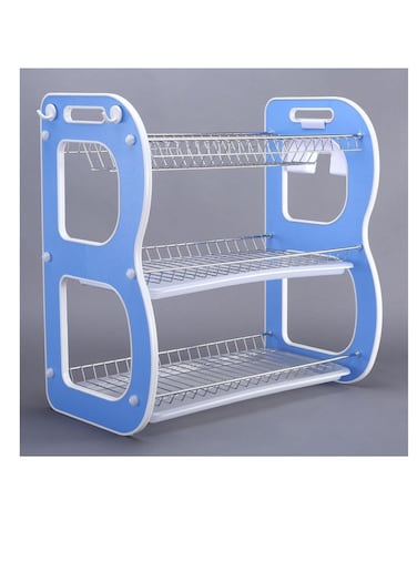 3 Layer Dish Drying Stand Dish Rack with Drain Tray Bowl Storage Rack Plate Organizer Utensil Holder Dish Driner for Kitchen Countertop (B)