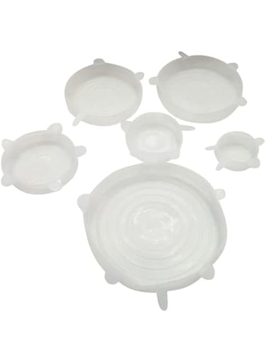 Dubai Gallery 6-Piece Reusable Stretch Lid Set White 14.5Inch