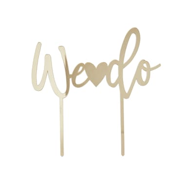 Gold Acrylic 'We Do' Cake Topper 165mmx165mm