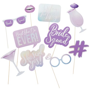 Bride Squad Photo Booth Props 10/Pack