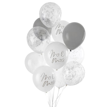 Mr &amp; Mrs Latex  12" Balloon Bundle 12/Pack