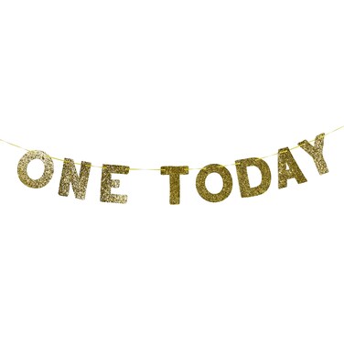 Gold 'One Today' Glitter Banner 2m