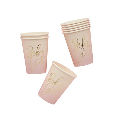 Pink 'Baby Girl' Paper Cups 8/Pack