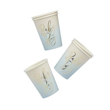 Blue 'Baby Boy' Paper Cups 8/Pack