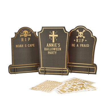 3 Gravestone Custom Signs with 5 Gold Sticker Sheets