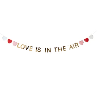 2m Gold 'Love is in the Air' Banner &ndash; Romantic Metallic Valentine&rsquo;s Day Wall Decor for Parties &amp; Home