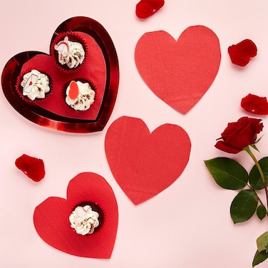 16 Heart Shaped Paper Napkins