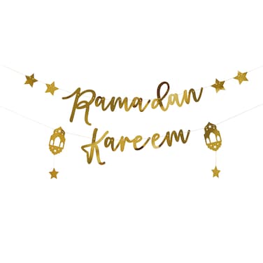 Gold Ramadan Kareem Card Banner 2m Hanging Decoration Pack of 2