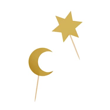 Moon and Star Food Picks Ramadan Cake Toppers Pack of 12