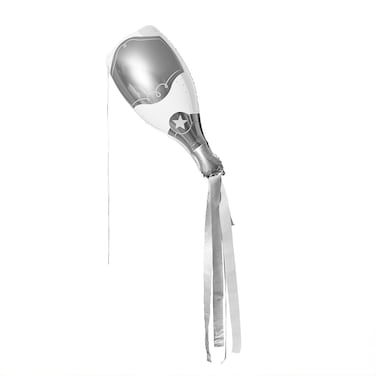27" Silver &amp; White Champagne Bottle Foil Balloon &amp; Crepe Paper Tassels