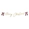 Gold ' Merry Christmas' Card Banner with x2 Red Velvet Bows 2m