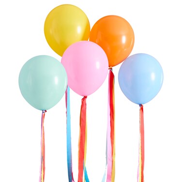 Premium Bright Latex 12" Balloons &amp; Tassel Tails 5Ct
