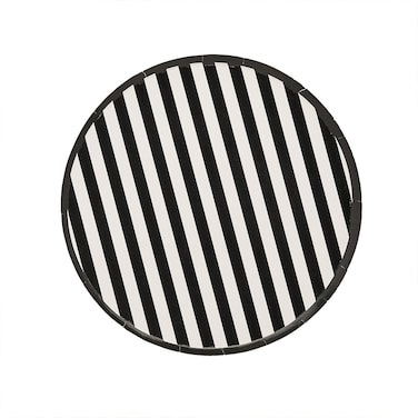 Monochrome Striped Paper Plates 8Ct