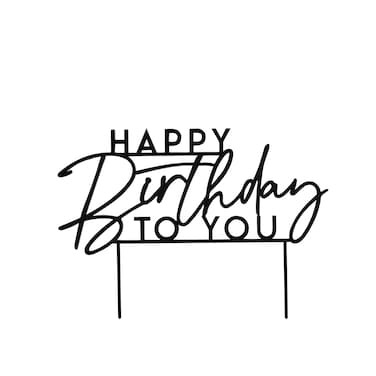 Black 'Happy Birthday To You' Acrylic Cake Topper