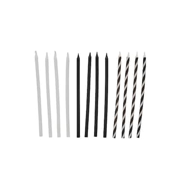 Monochrome Tall Skinny Candles 12ct