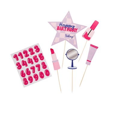 Pamper Party 'Happy Birthday' Card Cake Topper Set