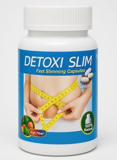 Detoxi Slim High Fiber Dietary Supplement Capsules, Natural Fiber Formula, Daily Digestive Wellness Support, Easy-to-Swallow Capsules for Adults.