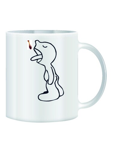 Drop And Funny Little Guy Design Mug White/Black