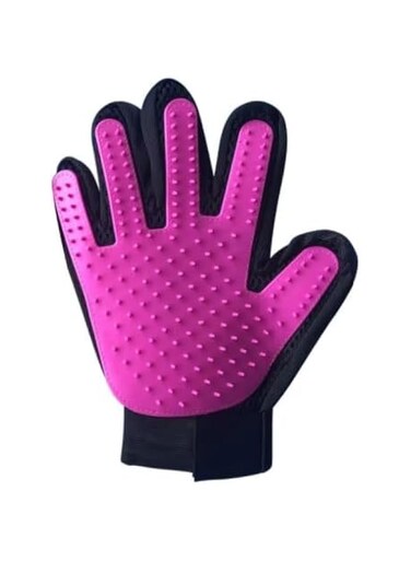 FlawlessPlus Pet Grooming Glove &ndash; Gentle Deshedding Brush &amp; Efficient Hair Remover Mitt with Enhanced Five-Finger Design, Perfect for Dogs &amp; Cats with Long or Short Fur (Pack of 1 Pink)
