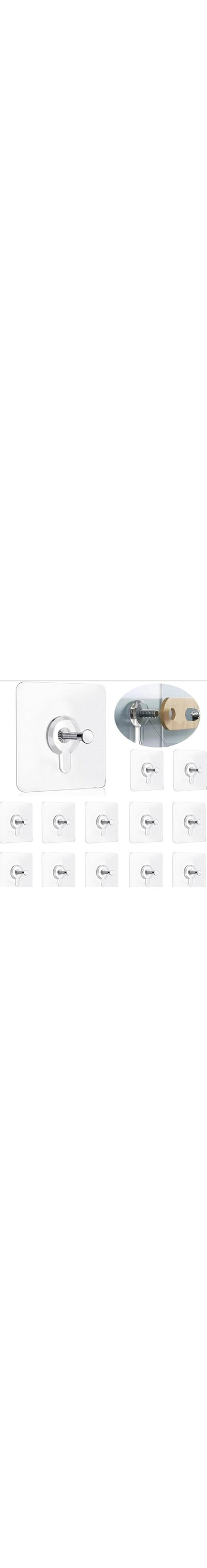 16pcs Self Adhesive Wall Hooks &ndash; Heavy Duty Transparent Adhesive Hooks for Hanging, No Drill, Ideal for Bathroom, Kitchen, and Bedroom