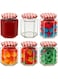 Offer Shop Glass Jam Jars with Red Gingham Lid &amp; Labels - 280ml / 9oz Hexagonal Storage Glass Jars   Clear Airtight Jar for Kitchen Spices Honey or Sweets - 6 Set