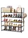NA HOMEBITE 5 Tiers Metal Shoe Rack,Adjustable Shoe Shelf Storage Organizer with Versatile Hooks,Stackable Boot &amp; Shoe Storage,for Entryway,Hallway,Living Room,Closet,Black