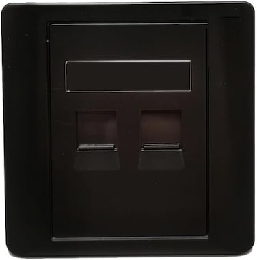 Black CAT5E CAT6 Network Wall Socket RJ45 LAN Faceplate Ethernet Wall Socket Faceplate Wall Plate for CAT6/CAT5E/CAT5 Network Cable DKURVE (2 PORT)