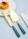 Cake Knife And Server Set,Stainless Steel Golden Cake Cutting Set With Ceramic Handle For Cake Pizza Pie Bread And Dough,Set Of 2