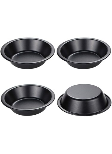 Webake Mini Pie Pans 5 Inch Pie Tins, 4 Pack Nonstick Round Bread and Meat Bakeware for Oven and Instant Pot Baking - Black