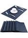 Panda Palm Plastic Placemats,Non Slip Washable Placemats for Dining Table Wipe Clean Table Mats Set of 6(Navy Blue)