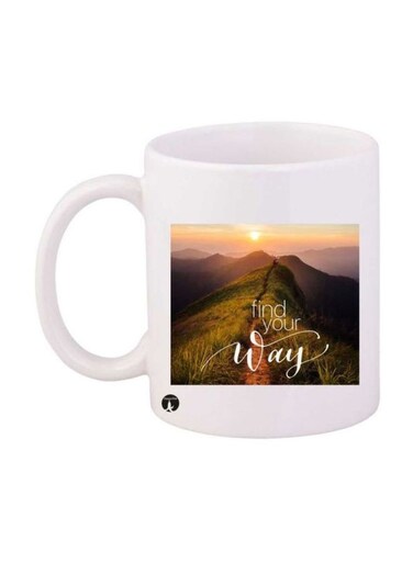 English Phrases Printed Mug White/Green/Yellow Standard Size