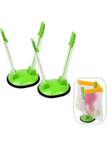 2pcs Baggy Rack Food Storage Bags Holders Stands Baggy Racks Adjustable Sandwich Bag Clips Stands Plastic Reusable Freezer Bag Racks Holders Meal Planning Prep Bag Holders Stands